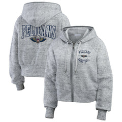 New Orleans Pelicans WEAR by Erin Andrews Women's Speckled Radiator Full-Zip Hoodie Heather Gray - NBA