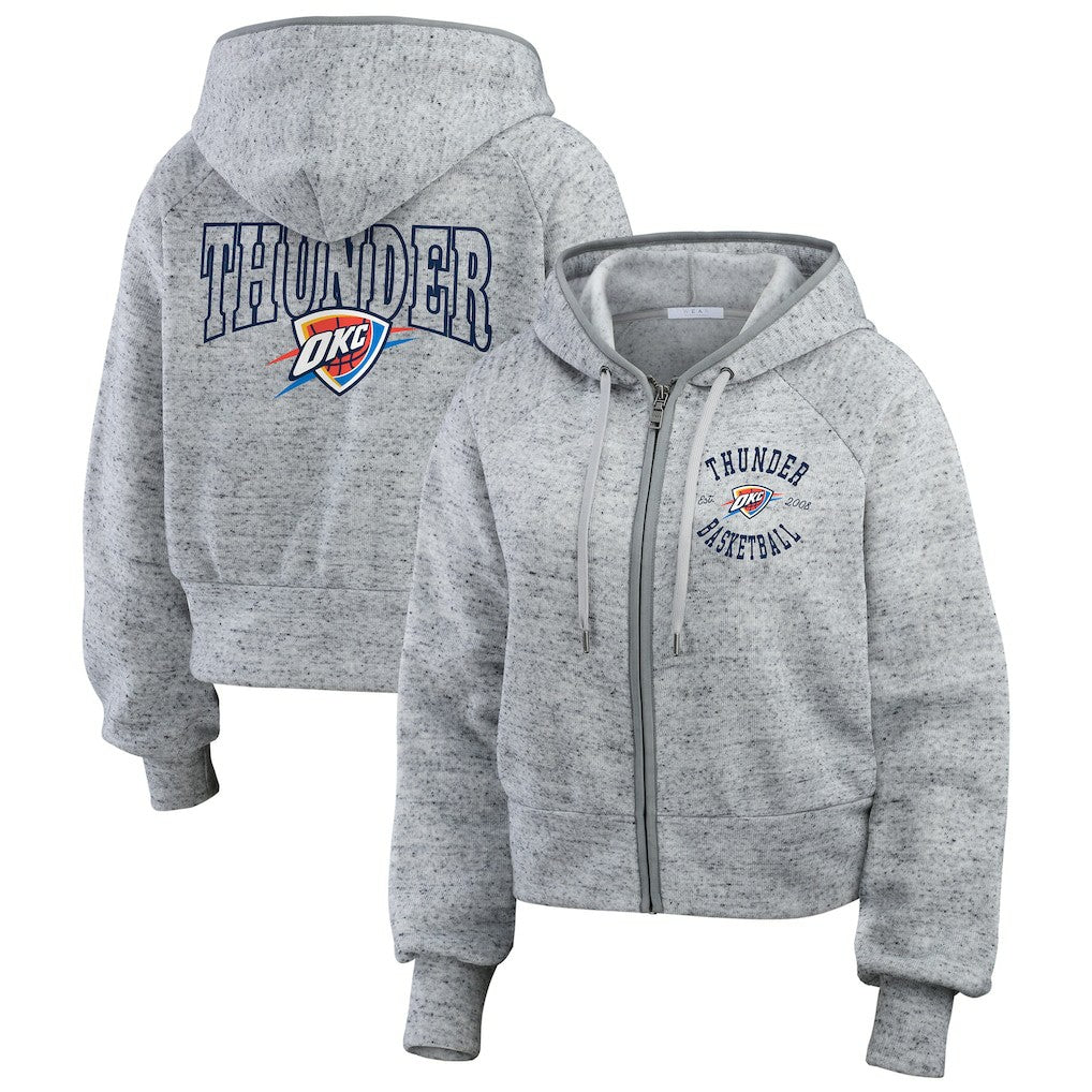 Oklahoma City Thunder WEAR by Erin Andrews Women's Speckled Radiator Full-Zip Hoodie Heather Gray - NBA