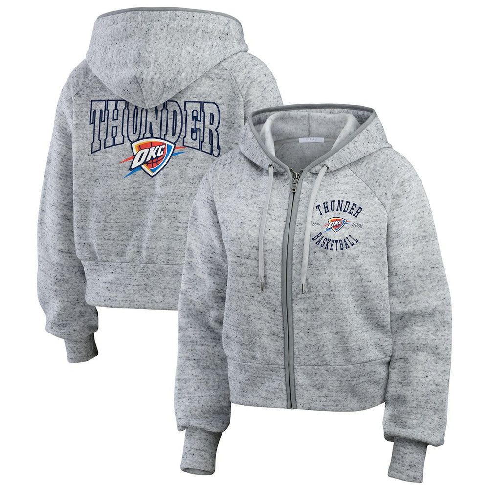 Oklahoma City Thunder WEAR by Erin Andrews Women's Speckled Radiator Full-Zip Hoodie Heather Gray - NBA