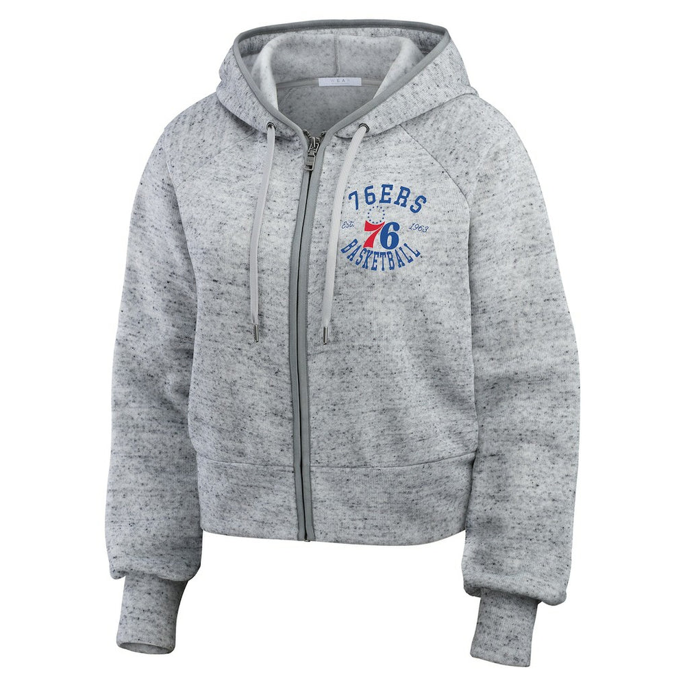 Philadelphia 76ers WEAR by Erin Andrews Women's Speckled Radiator Full-Zip Hoodie Heather Gray - NBA