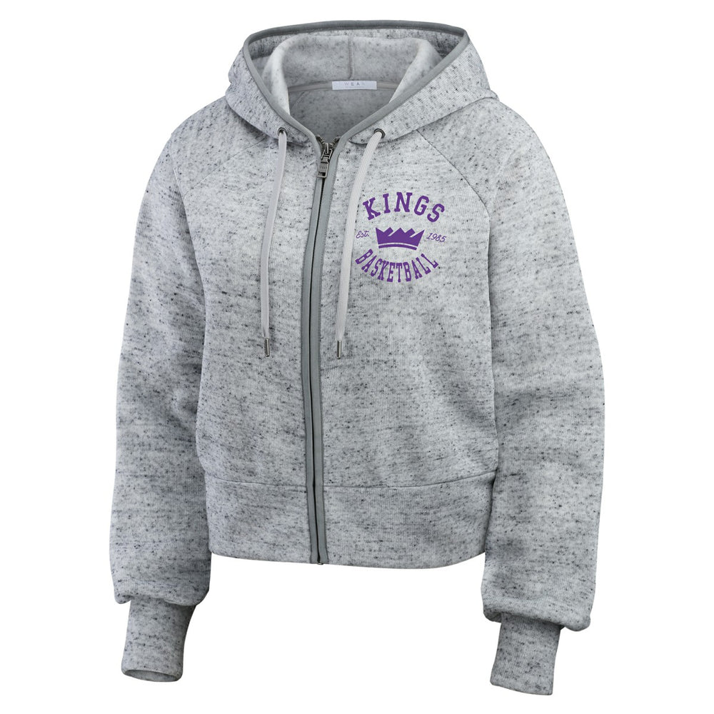 Sacramento Kings WEAR by Erin Andrews Women's Speckled Radiator Full-Zip Hoodie Heather Gray - NBA