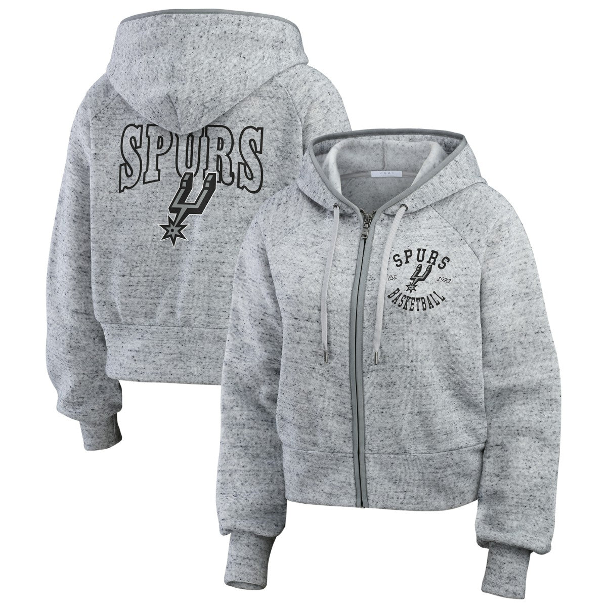 San Antonio Spurs WEAR by Erin Andrews Women's Speckled Radiator Full-Zip Hoodie Heather Gray - NBA