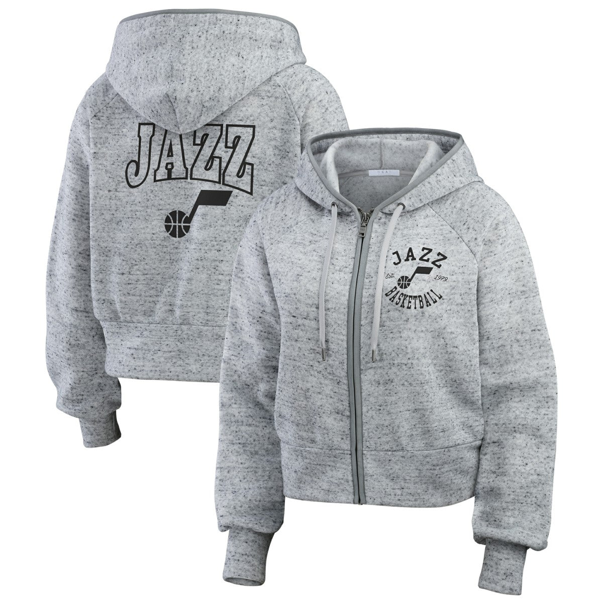 Utah Jazz WEAR by Erin Andrews Women's Speckled Radiator Full-Zip Hoodie Heather Gray - NBA