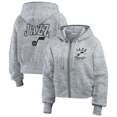 Utah Jazz WEAR by Erin Andrews Women's Speckled Radiator Full-Zip Hoodie Heather Gray - NBA