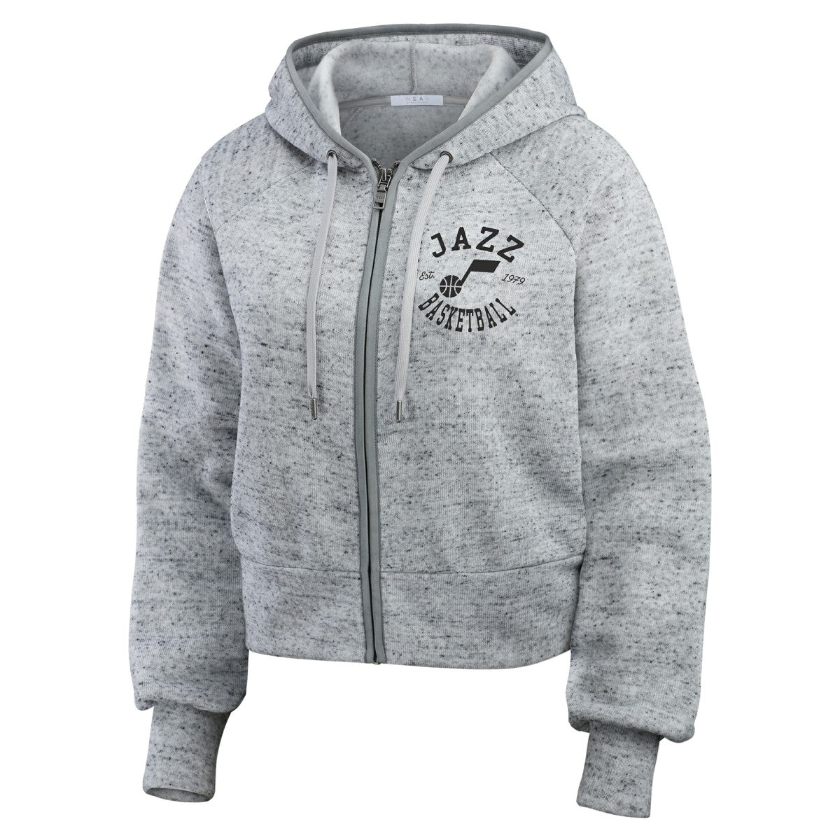 Utah Jazz WEAR by Erin Andrews Women's Speckled Radiator Full-Zip Hoodie Heather Gray - NBA