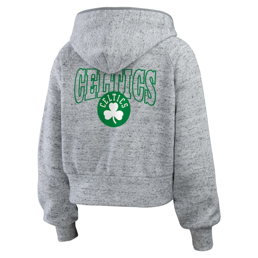 Boston Celtics WEAR by Erin Andrews Women's Speckled Radiator Full-Zip Hoodie Heather Gray - NBA