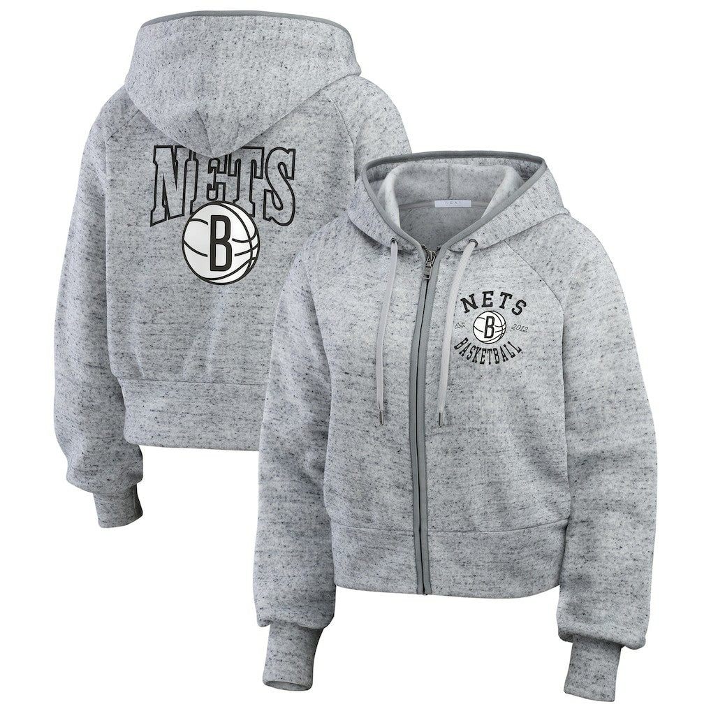 Brooklyn Nets WEAR by Erin Andrews Women's Speckled Radiator Full-Zip Hoodie Heather Gray - NBA