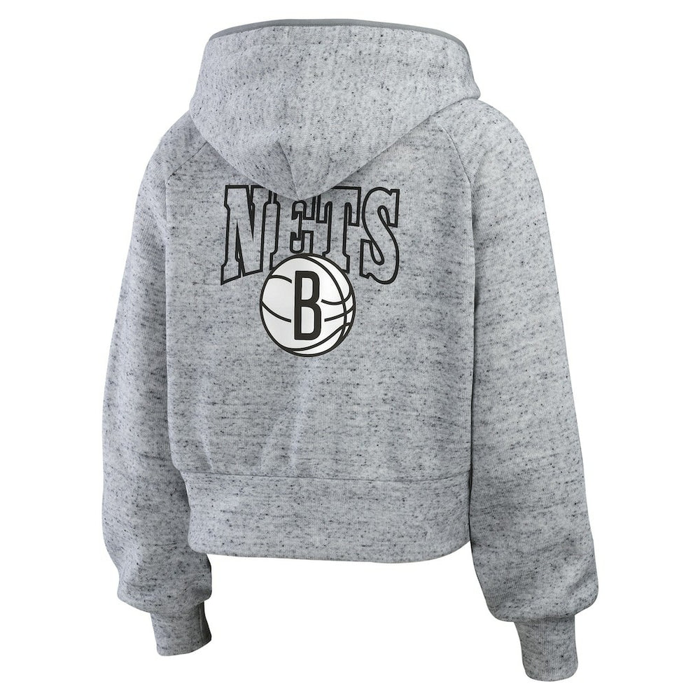 Brooklyn Nets WEAR by Erin Andrews Women's Speckled Radiator Full-Zip Hoodie Heather Gray - NBA