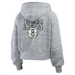 Brooklyn Nets WEAR by Erin Andrews Women's Speckled Radiator Full-Zip Hoodie Heather Gray - NBA