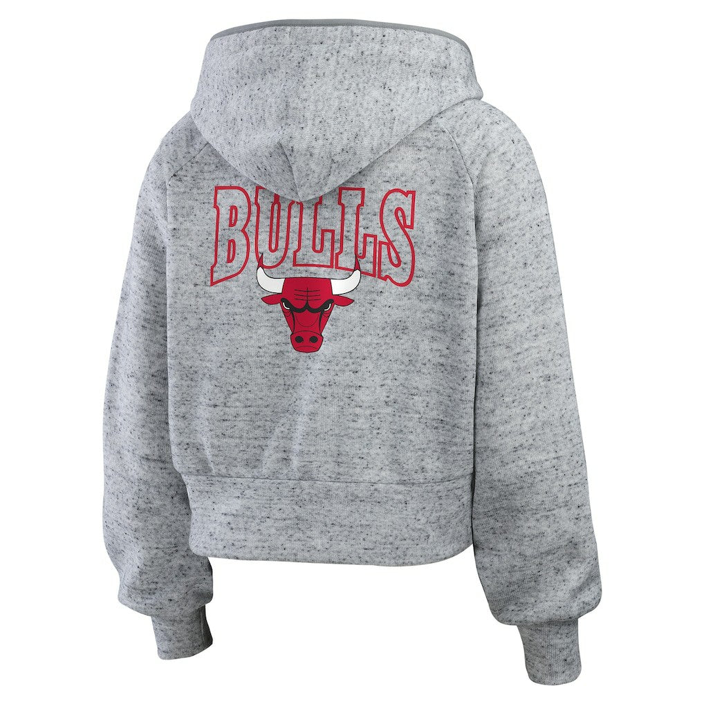 Chicago Bulls WEAR by Erin Andrews Women's Speckled Radiator Full-Zip Hoodie Heather Gray - NBA