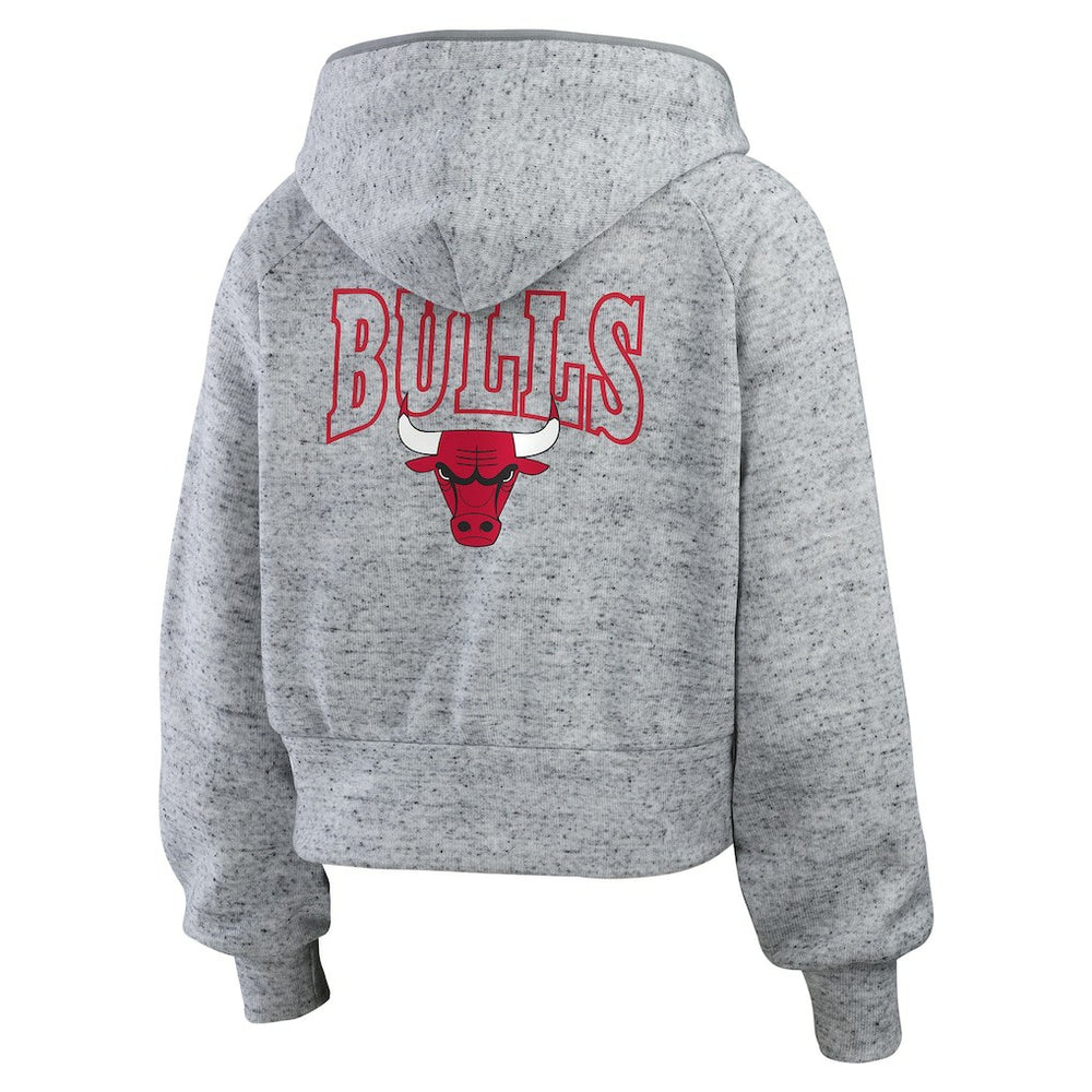 Chicago Bulls WEAR by Erin Andrews Women's Speckled Radiator Full-Zip Hoodie Heather Gray - NBA