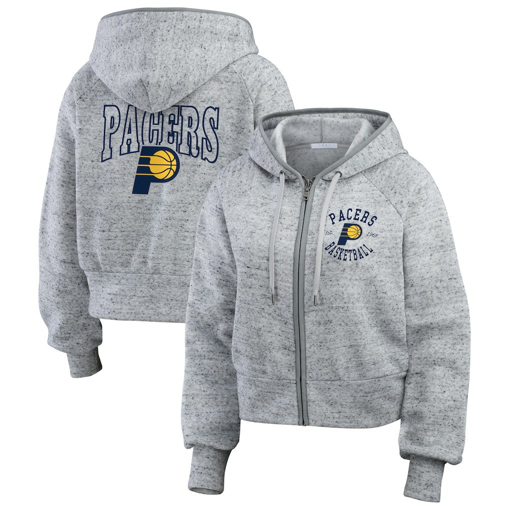 Indiana Pacers WEAR by Erin Andrews Women's Speckled Radiator Full-Zip Hoodie Heather Gray - NBA