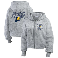 Indiana Pacers WEAR by Erin Andrews Women's Speckled Radiator Full-Zip Hoodie Heather Gray - NBA
