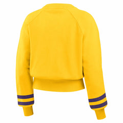 Los Angeles Lakers WEAR by Erin Andrews Women's Vintage Raglan Cropped Pullover Sweatshirt Gold - NBA