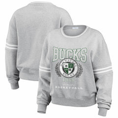 Milwaukee Bucks WEAR by Erin Andrews Women's French Terry Pullover Sweatshirt Heather Gray - NBA