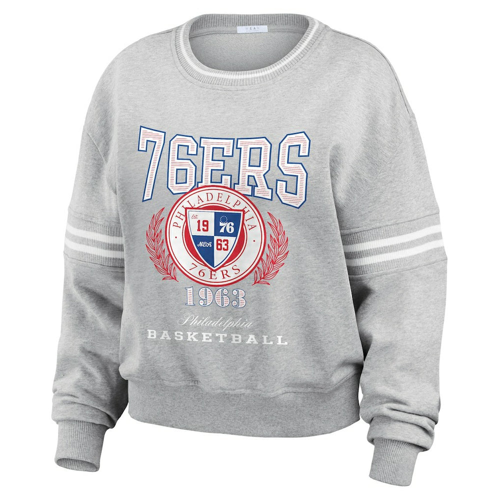 Philadelphia 76ers WEAR by Erin Andrews Women's French Terry Pullover Sweatshirt Heather Gray - NBA