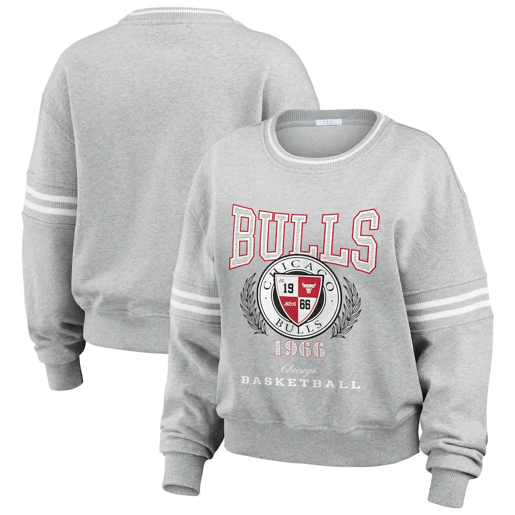 Chicago Bulls WEAR by Erin Andrews Women's French Terry Pullover Sweatshirt Heather Gray - NBA
