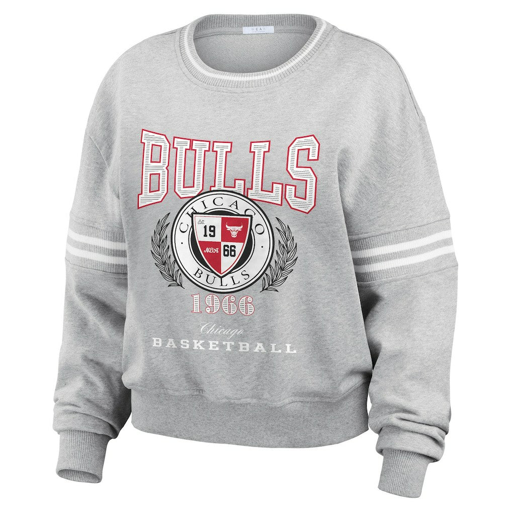 Chicago Bulls WEAR by Erin Andrews Women's French Terry Pullover Sweatshirt Heather Gray - NBA