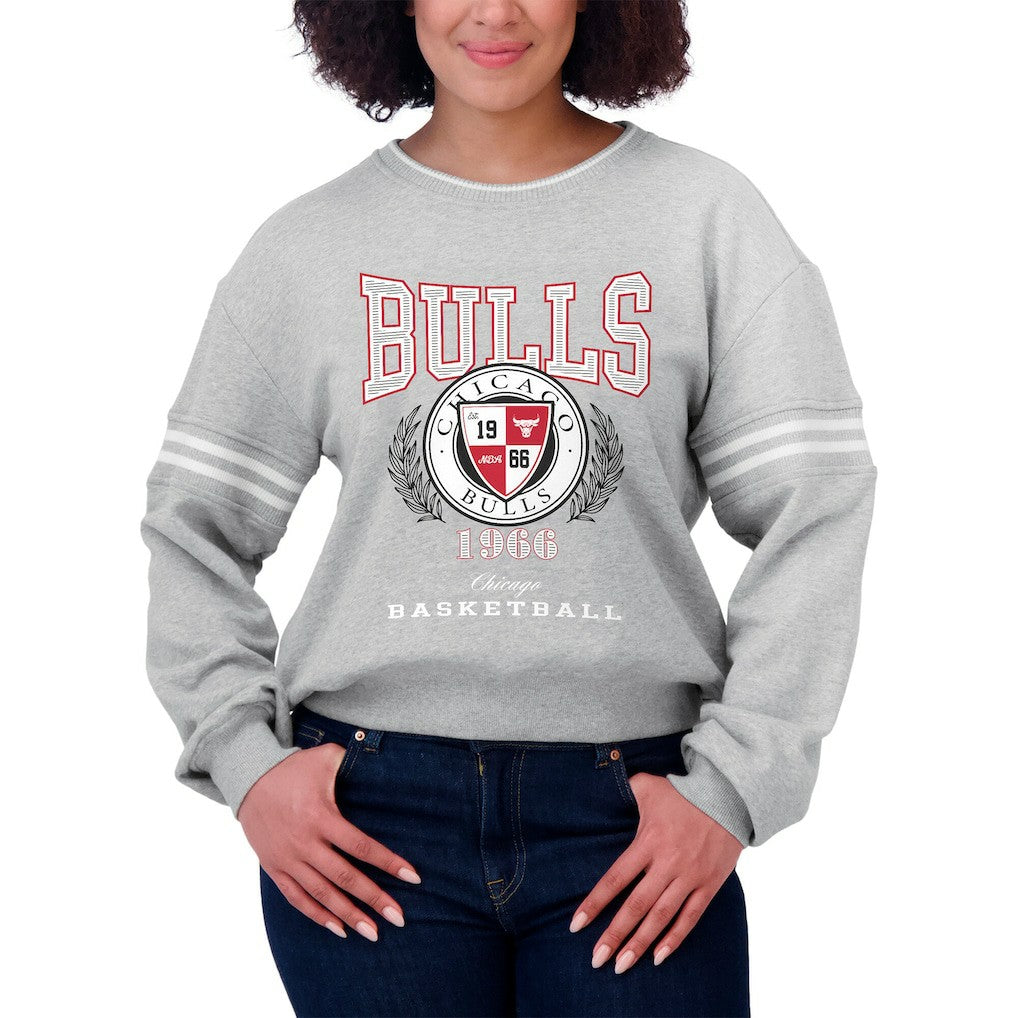 Chicago Bulls WEAR by Erin Andrews Women's French Terry Pullover Sweatshirt Heather Gray - NBA