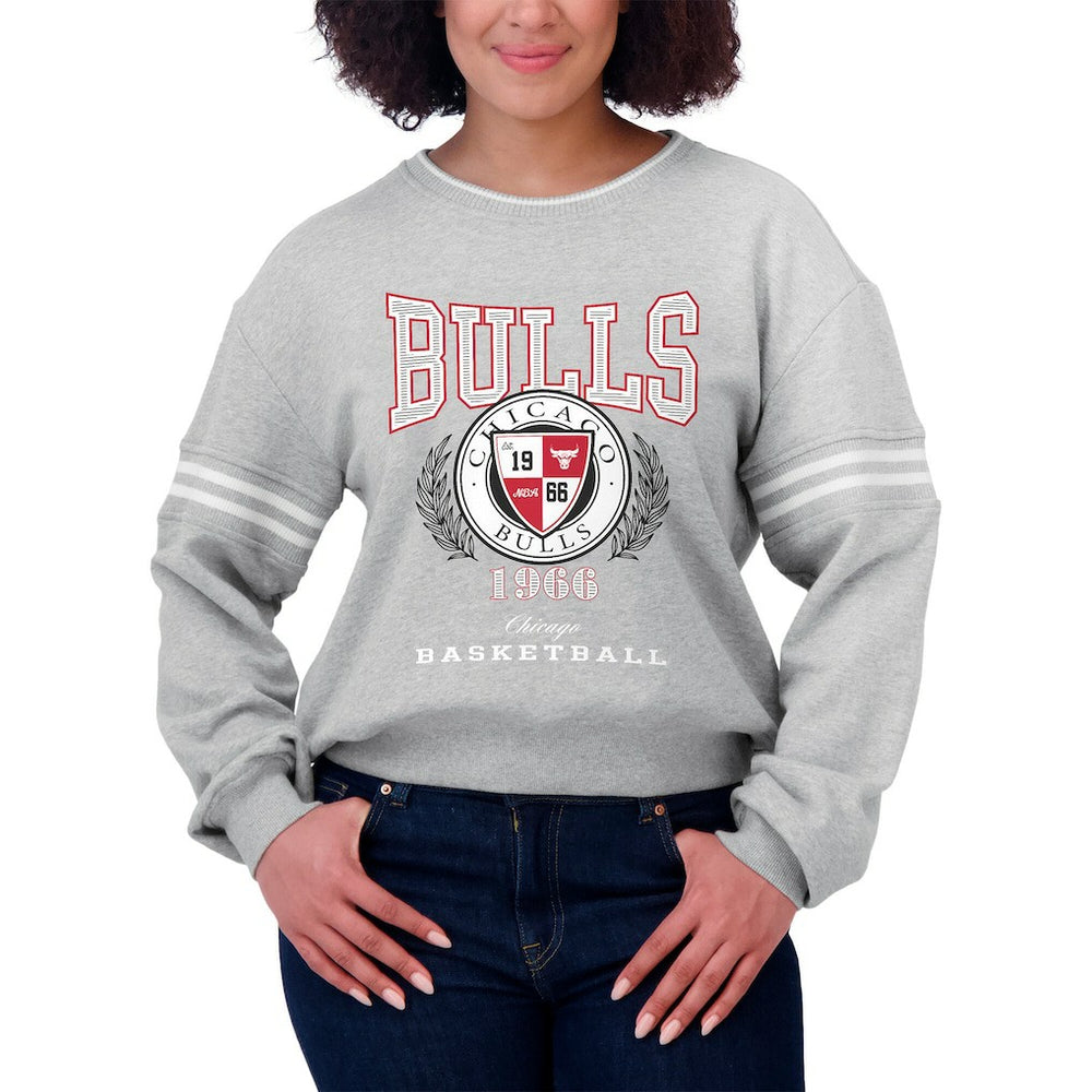 Chicago Bulls WEAR by Erin Andrews Women's French Terry Pullover Sweatshirt Heather Gray - NBA
