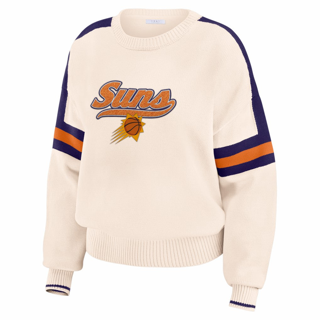 Phoenix Suns WEAR by Erin Andrews Women's Stripe Pullover Sweater Cream - NBA