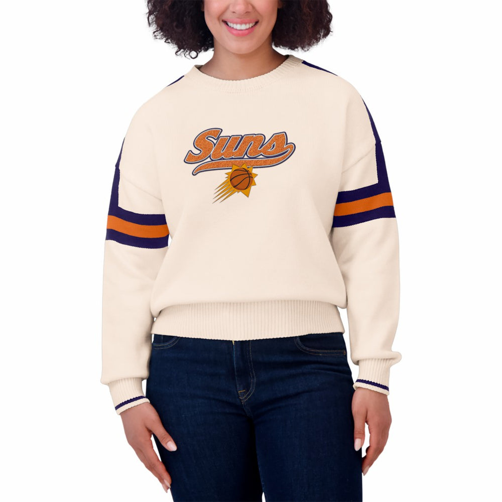 Phoenix Suns WEAR by Erin Andrews Women's Stripe Pullover Sweater Cream - NBA