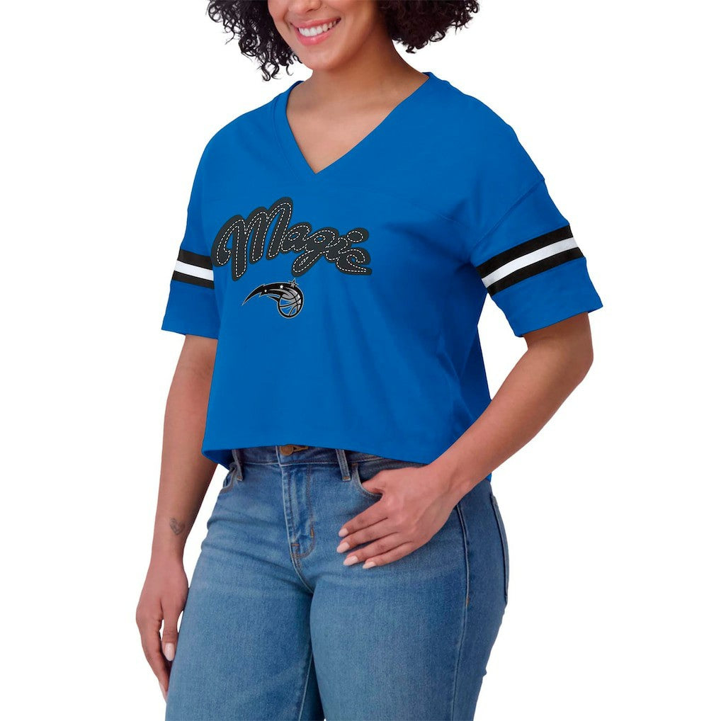 Orlando Magic WEAR by Erin Andrews Women's Color Block Boxy V-Neck T-Shirt Blue - NBA