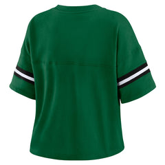 Milwaukee Bucks WEAR by Erin Andrews Women's Color Block Boxy V-Neck T-Shirt Hunter Green - NBA