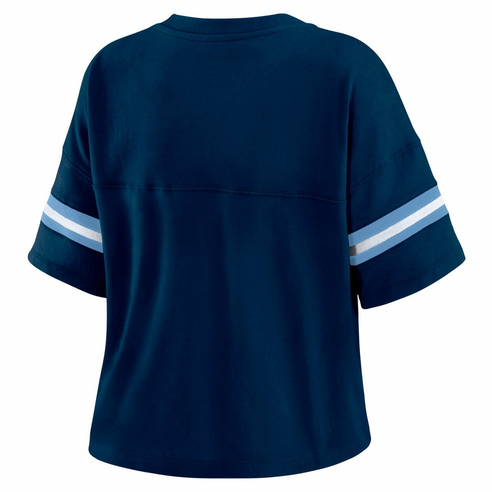 Memphis Grizzlies WEAR by Erin Andrews Women's Color Block Boxy V-Neck T-Shirt Navy - NBA