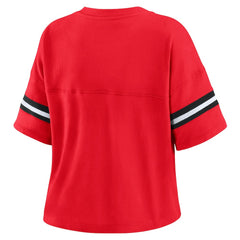 Chicago Bulls WEAR by Erin Andrews Women's Color Block Boxy V-Neck T-Shirt Red - NBA