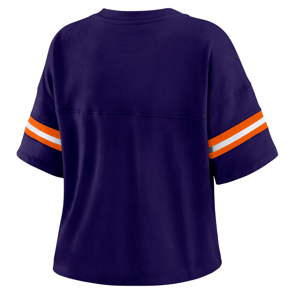Phoenix Suns WEAR by Erin Andrews Women's Plus Size Color Block Boxy V-Neck T-Shirt Purple - NBA