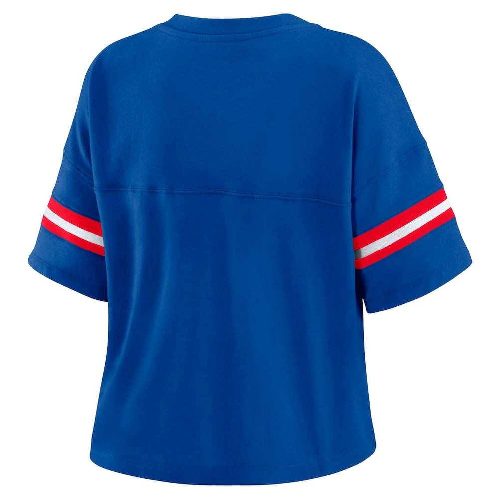 Philadelphia 76ers WEAR by Erin Andrews Women's Plus Size Color Block Boxy V-Neck T-Shirt Royal - NBA