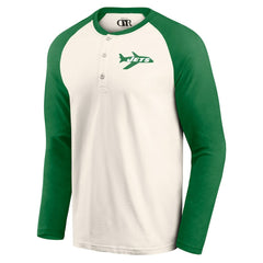 New York Jets Darius Rucker Collection Raglan Henley Long Sleeve T-Shirt Cream/Green | Fanatics