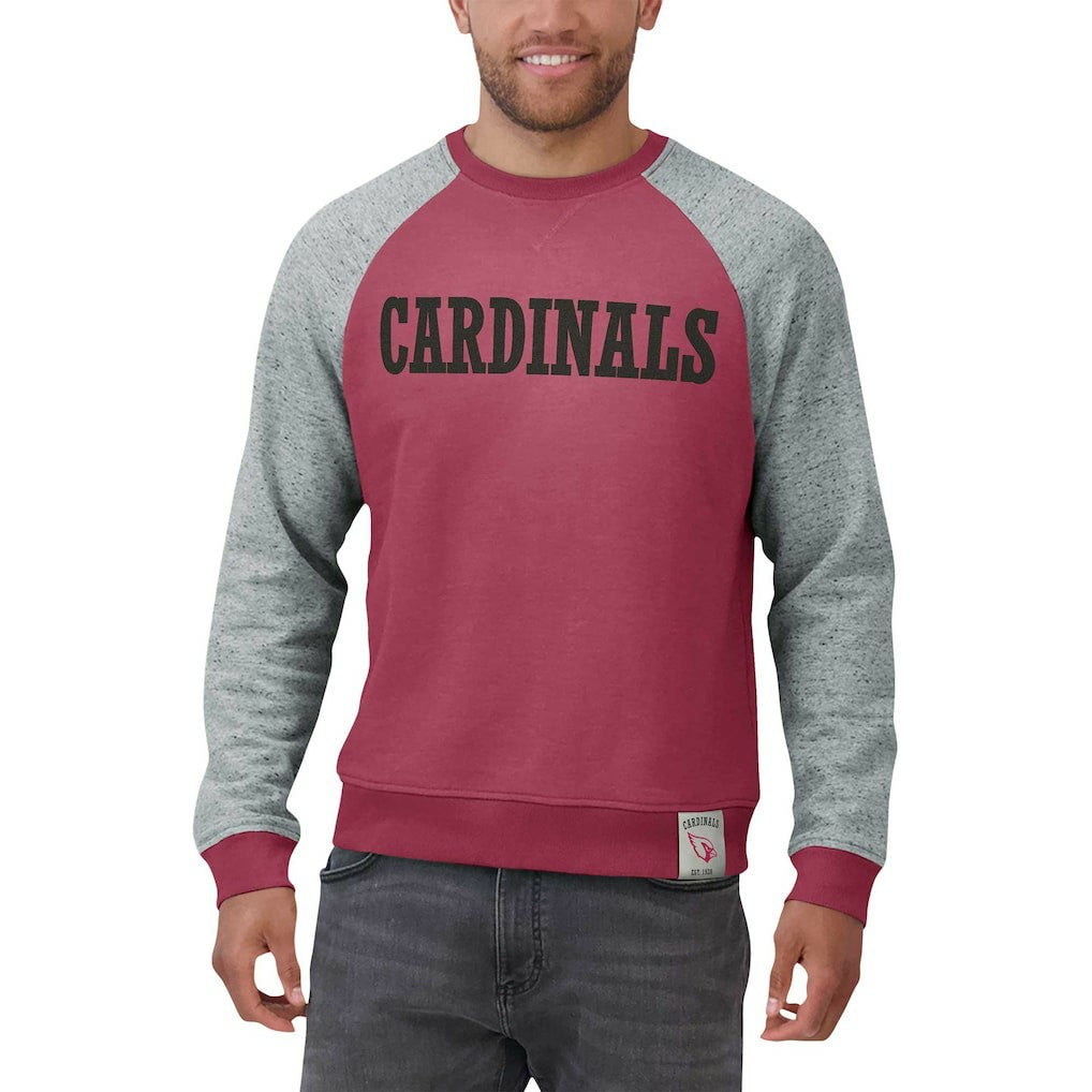 Arizona Cardinals Darius Rucker Collection Colorblock Pullover Sweatshirt Cardinal/Heather Gray | Fanatics