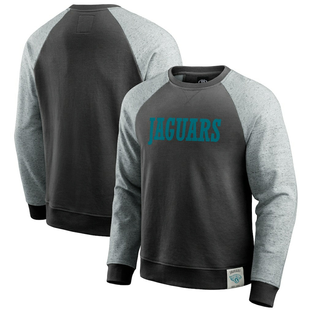Jacksonville Jaguars Darius Rucker Collection Colorblock Pullover Sweatshirt Black/Heather Gray | Fanatics