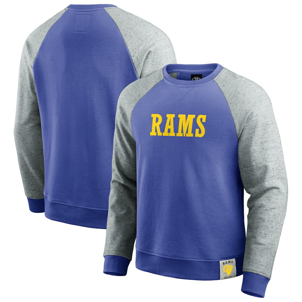 Los Angeles Rams Darius Rucker Collection Colorblock Pullover Sweatshirt Royal/Heather Gray | Fanatics