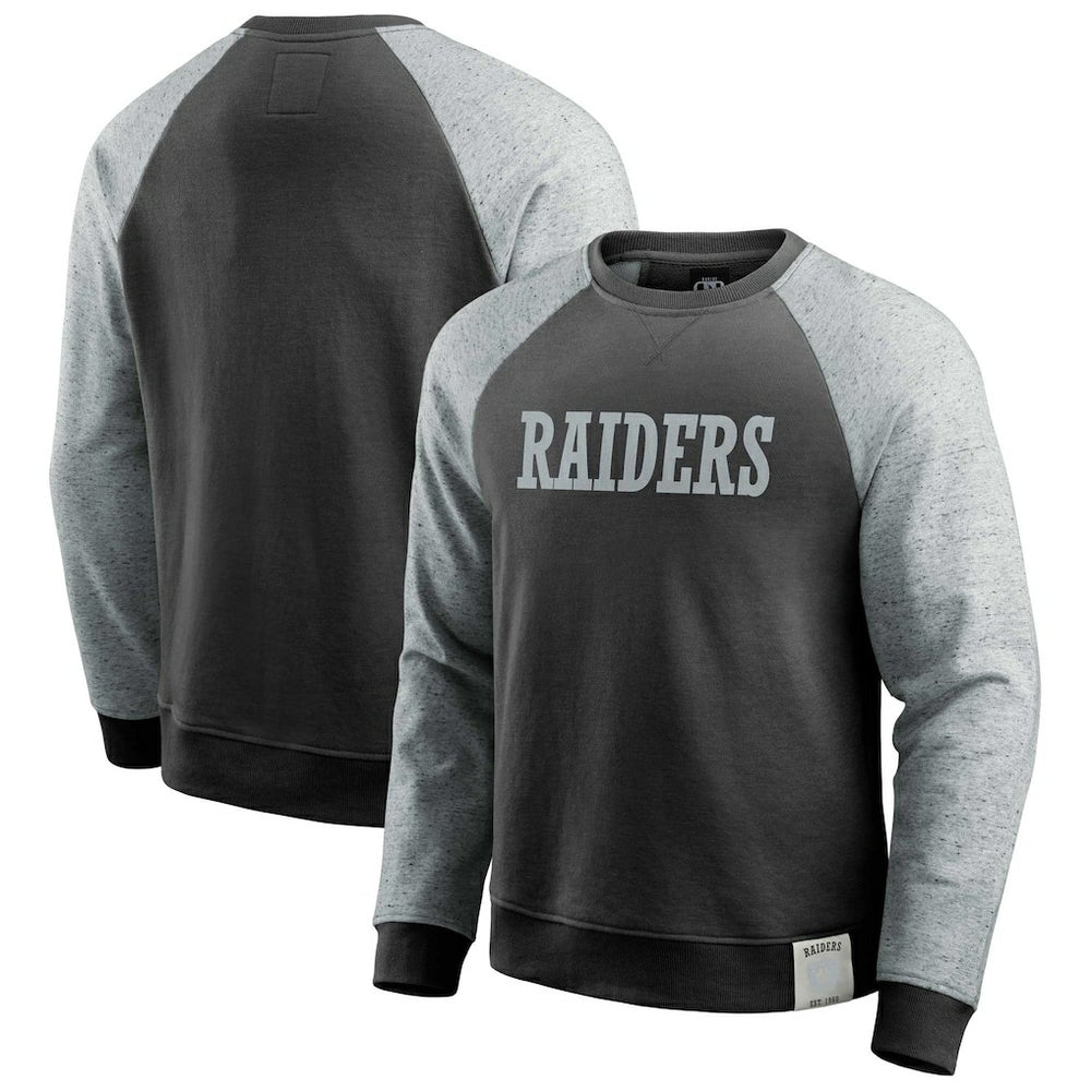 Las Vegas Raiders Darius Rucker Collection Colorblock Pullover Sweatshirt Black/Heather Gray | Fanatics