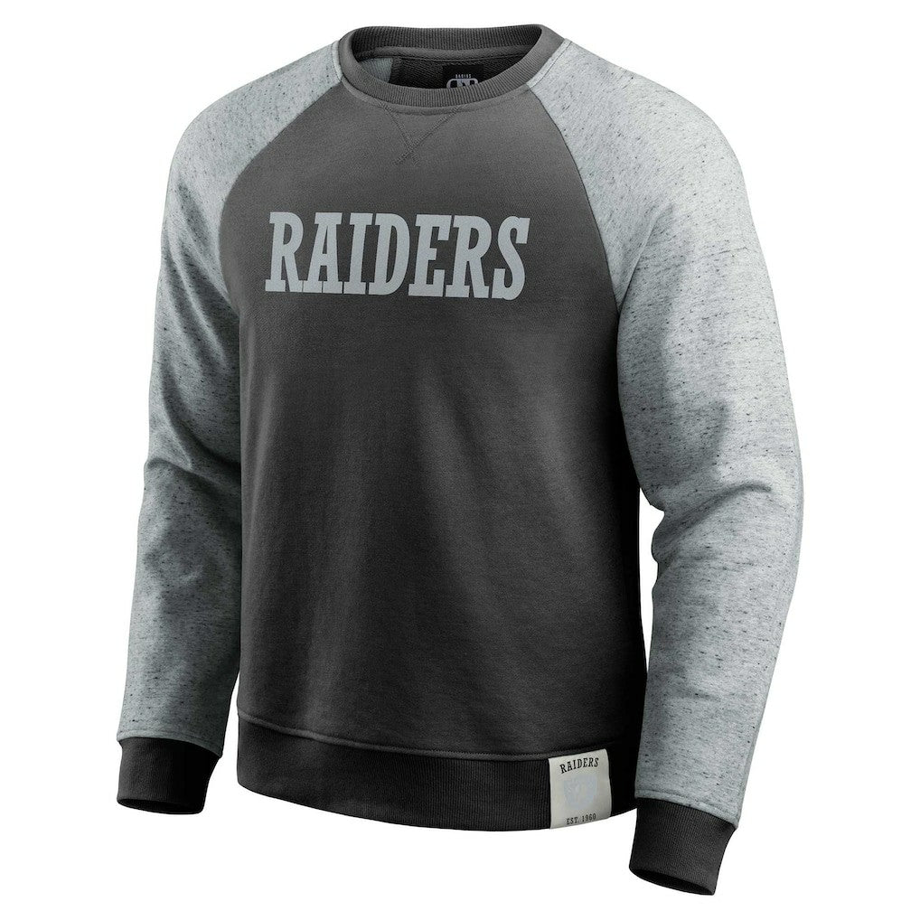 Las Vegas Raiders Darius Rucker Collection Colorblock Pullover Sweatshirt Black/Heather Gray | Fanatics