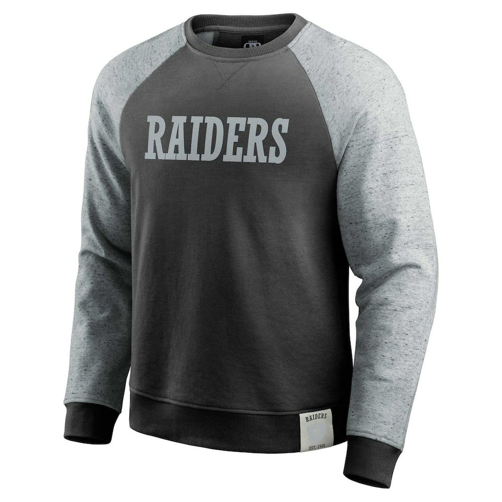 Las Vegas Raiders Darius Rucker Collection Colorblock Pullover Sweatshirt Black/Heather Gray | Fanatics