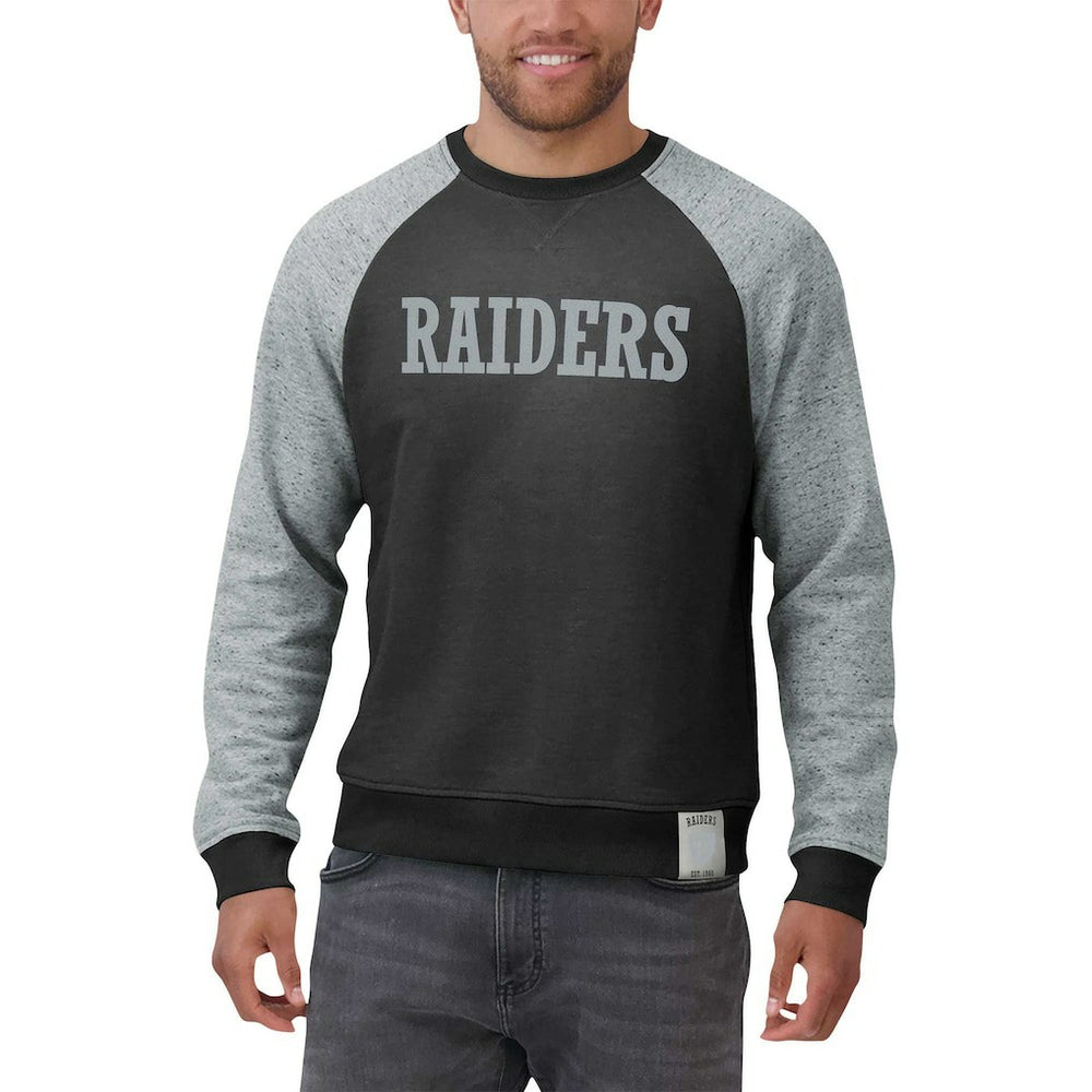Las Vegas Raiders Darius Rucker Collection Colorblock Pullover Sweatshirt Black/Heather Gray | Fanatics