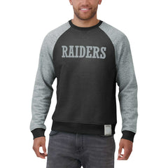 Las Vegas Raiders Darius Rucker Collection Colorblock Pullover Sweatshirt Black/Heather Gray | Fanatics