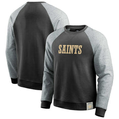 New Orleans Saints Darius Rucker Collection Colorblock Pullover Sweatshirt Black/Heather Gray | Fanatics