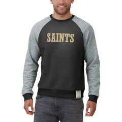New Orleans Saints Darius Rucker Collection Colorblock Pullover Sweatshirt Black/Heather Gray | Fanatics