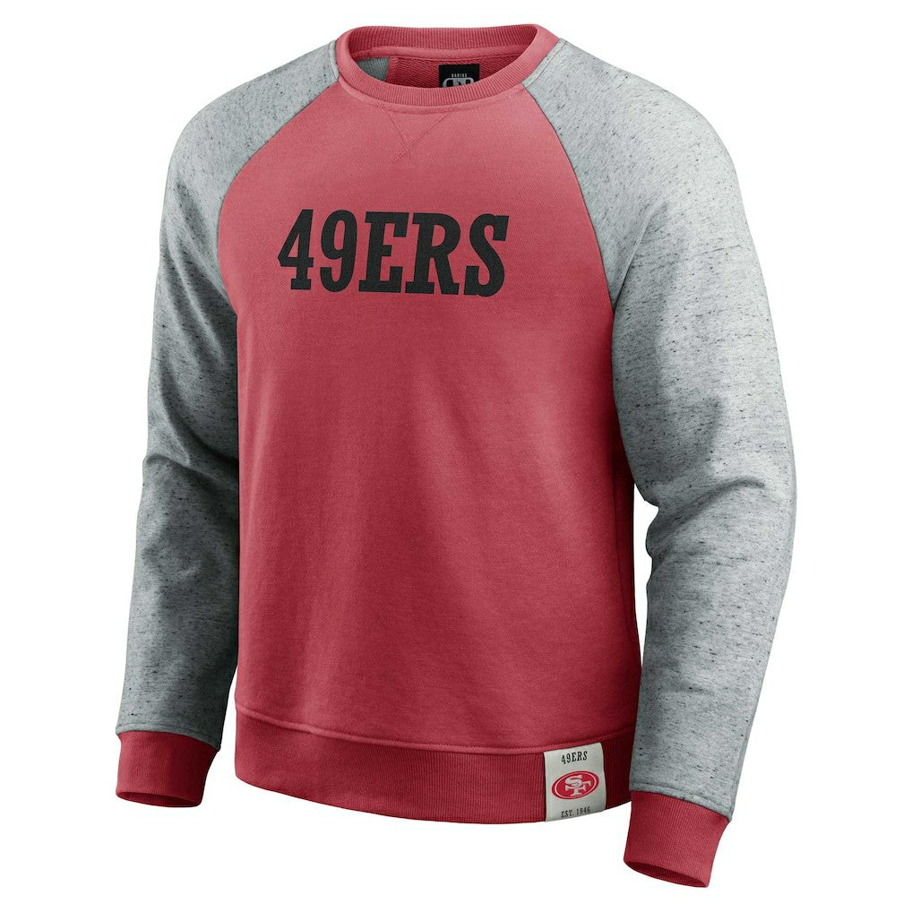 San Francisco 49ers Darius Rucker Collection Colorblock Pullover Sweatshirt Scarlet/Heather Gray | Fanatics