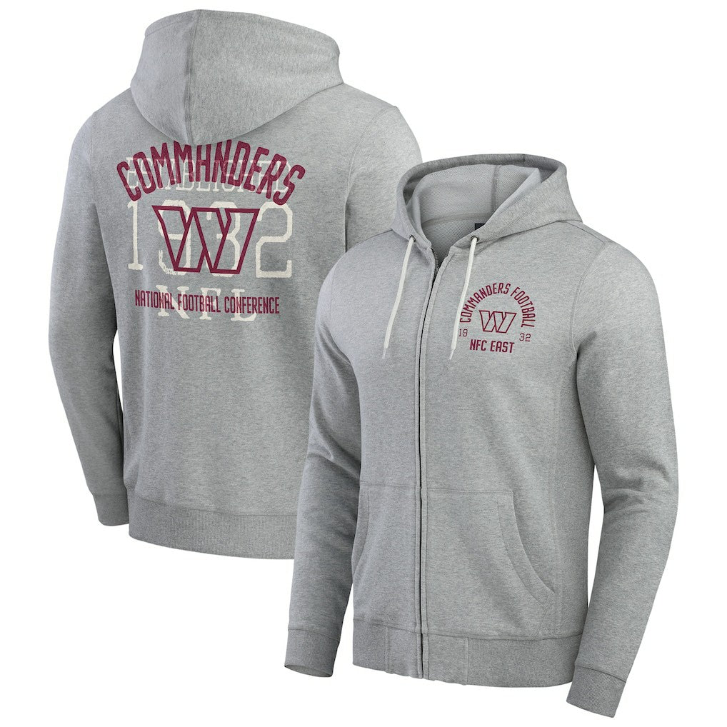 Washington Commanders Darius Rucker Collection Vintage Stripe Full-Zip Hoodie Heather Gray | Fanatics