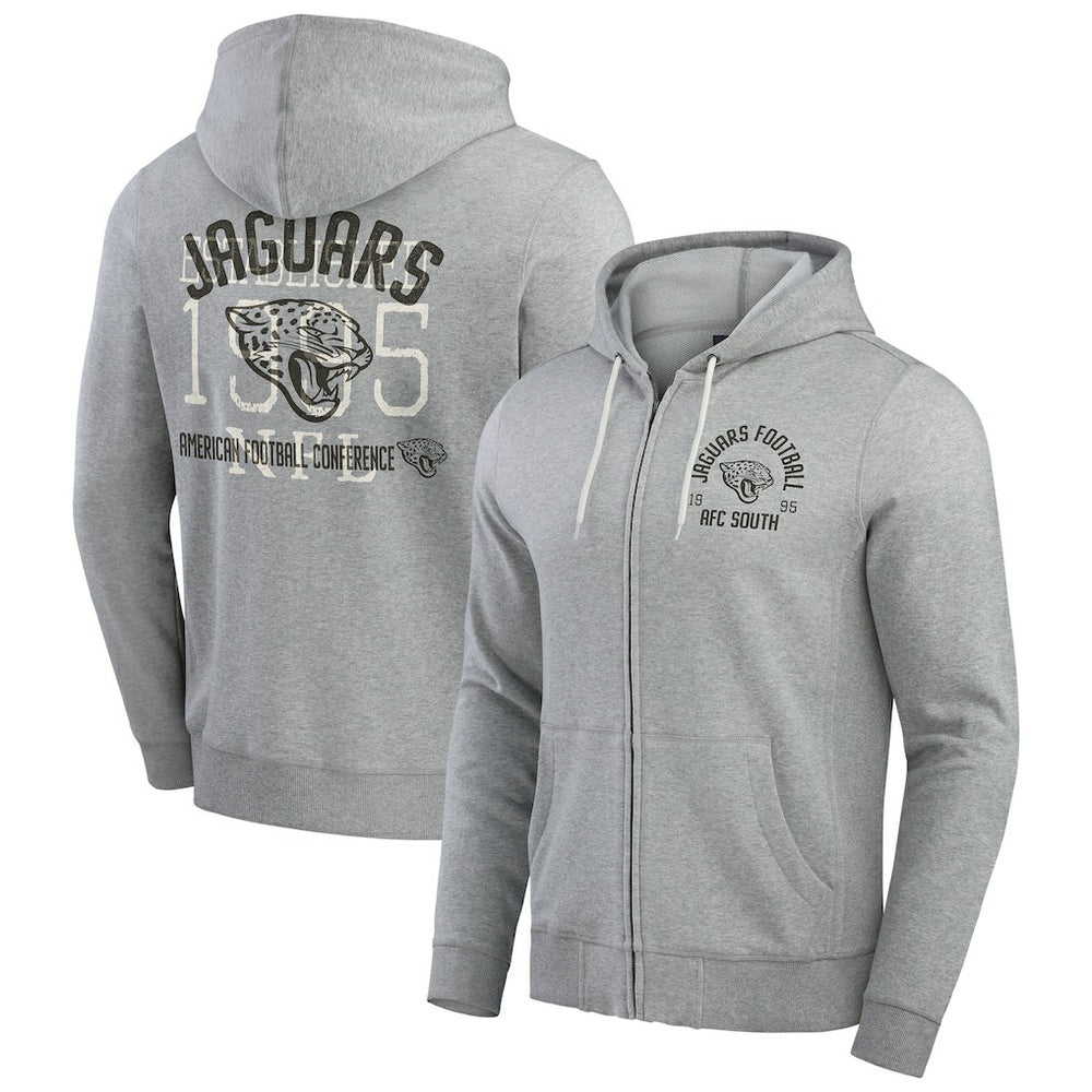 Jacksonville Jaguars Darius Rucker Collection Vintage Stripe Full-Zip Hoodie Heather Gray | Fanatics