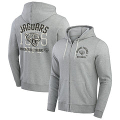 Jacksonville Jaguars Darius Rucker Collection Vintage Stripe Full-Zip Hoodie Heather Gray | Fanatics