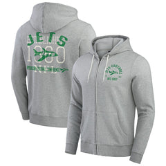 New York Jets Darius Rucker Collection Vintage Stripe Full-Zip Hoodie Heather Gray | Fanatics
