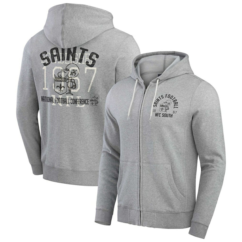 New Orleans Saints Darius Rucker Collection Vintage Stripe Full-Zip Hoodie Heather Gray | Fanatics