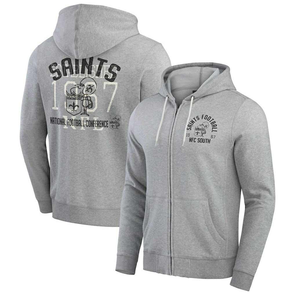 New Orleans Saints Darius Rucker Collection Vintage Stripe Full-Zip Hoodie Heather Gray | Fanatics